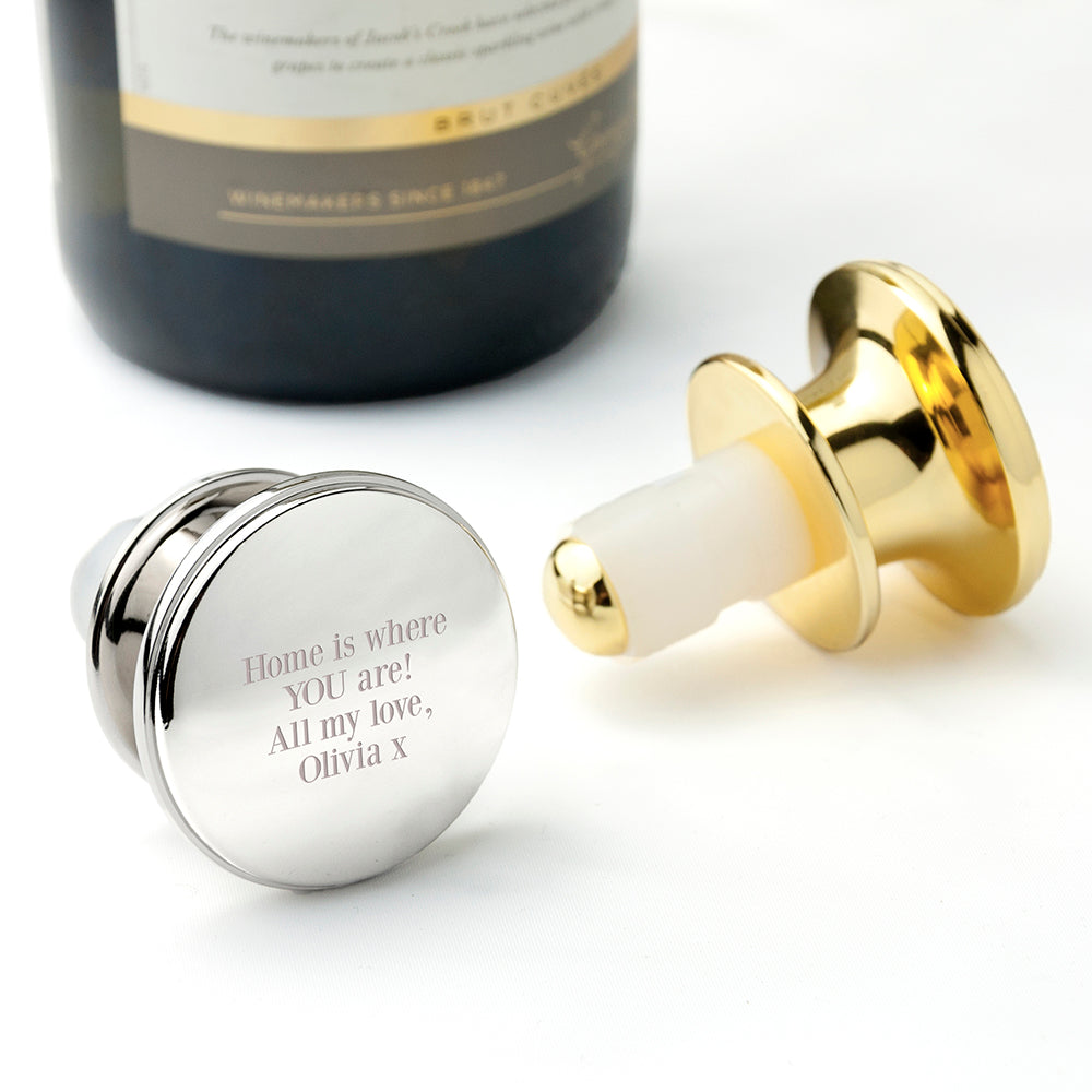 Personalised Luxury Bottle Stopper in Silver or Gold