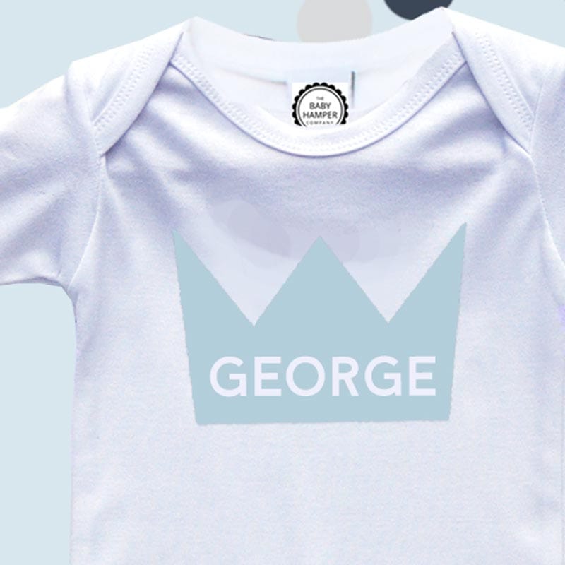 Personalised Blue Crown Sleepsuit for Newborns 0-3 Months
