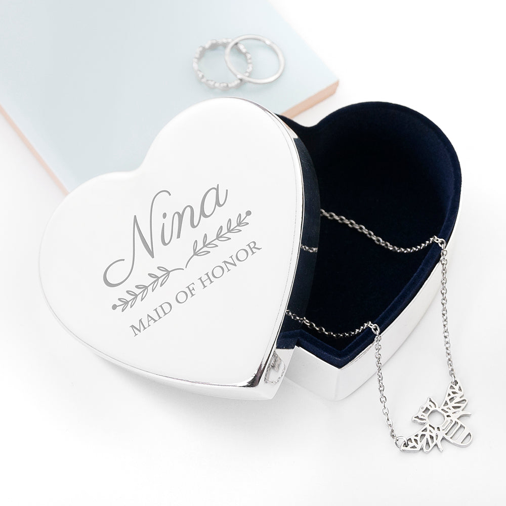 Personalised Heart Jewellery Box for Bridesmaids