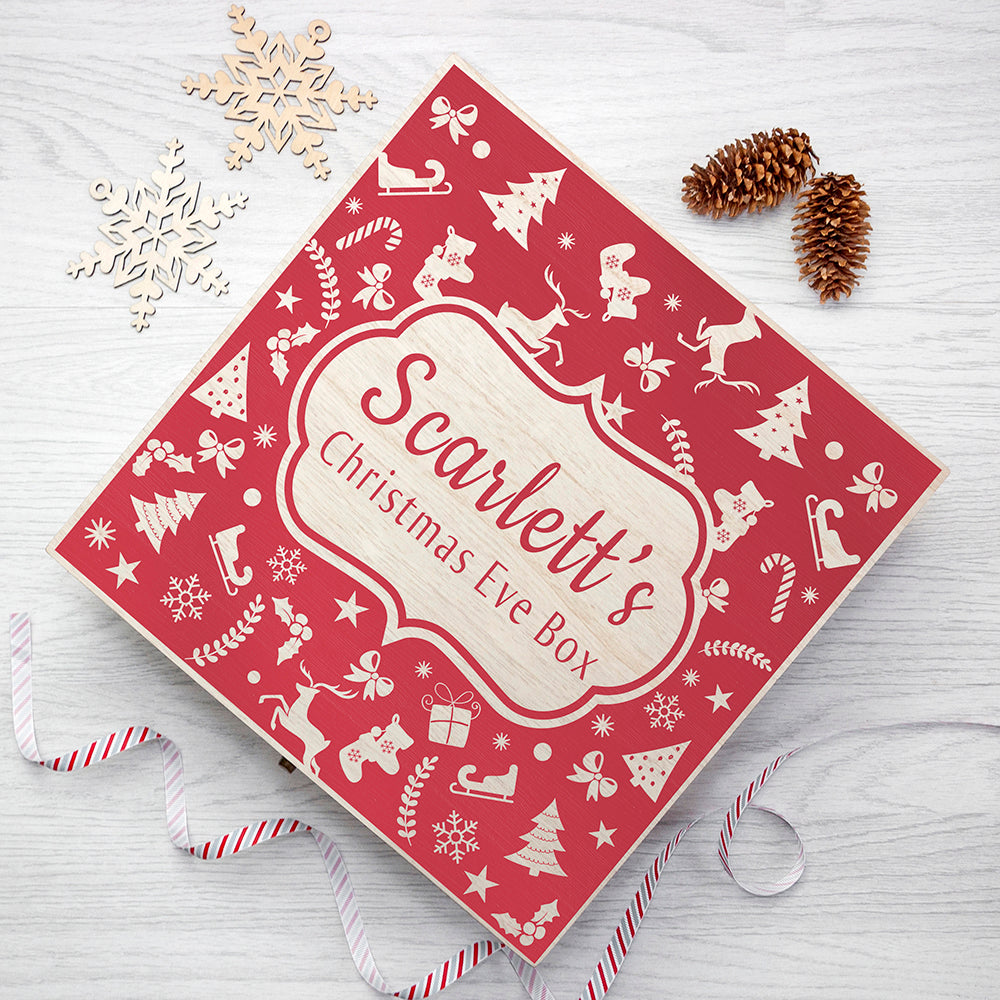 Personalised Festive Pattern Christmas Eve Box