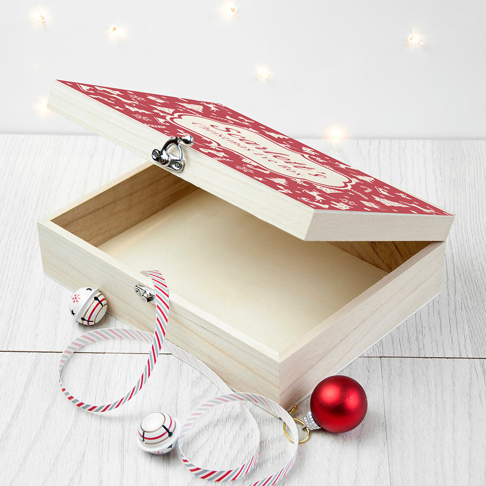 Personalised Festive Pattern Christmas Eve Box