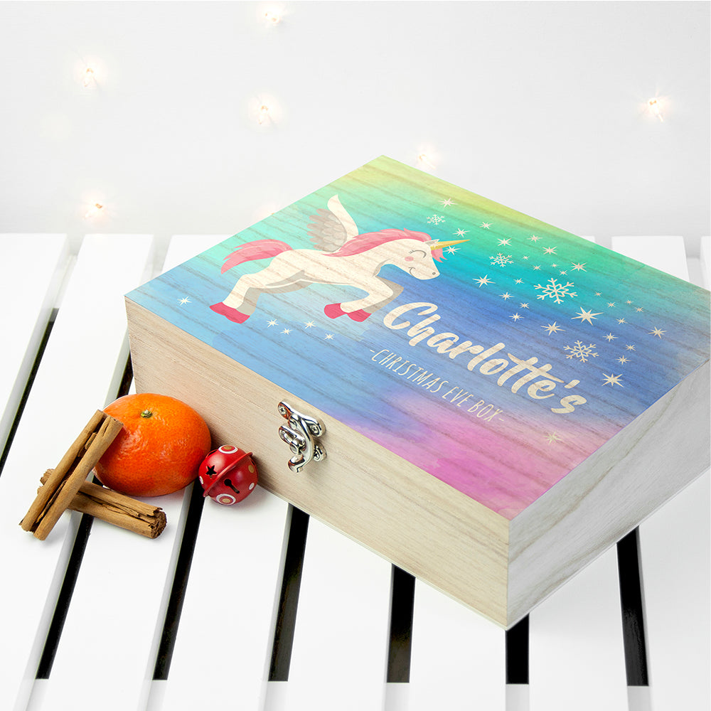 Personalised Colourful Baby Unicorn Christmas Eve Box