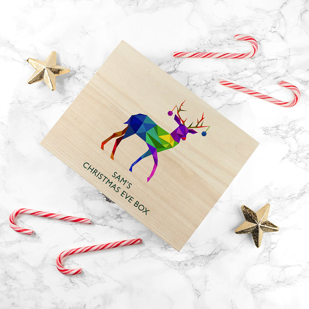 Personalised Geometric Reindeer Christmas Eve Box