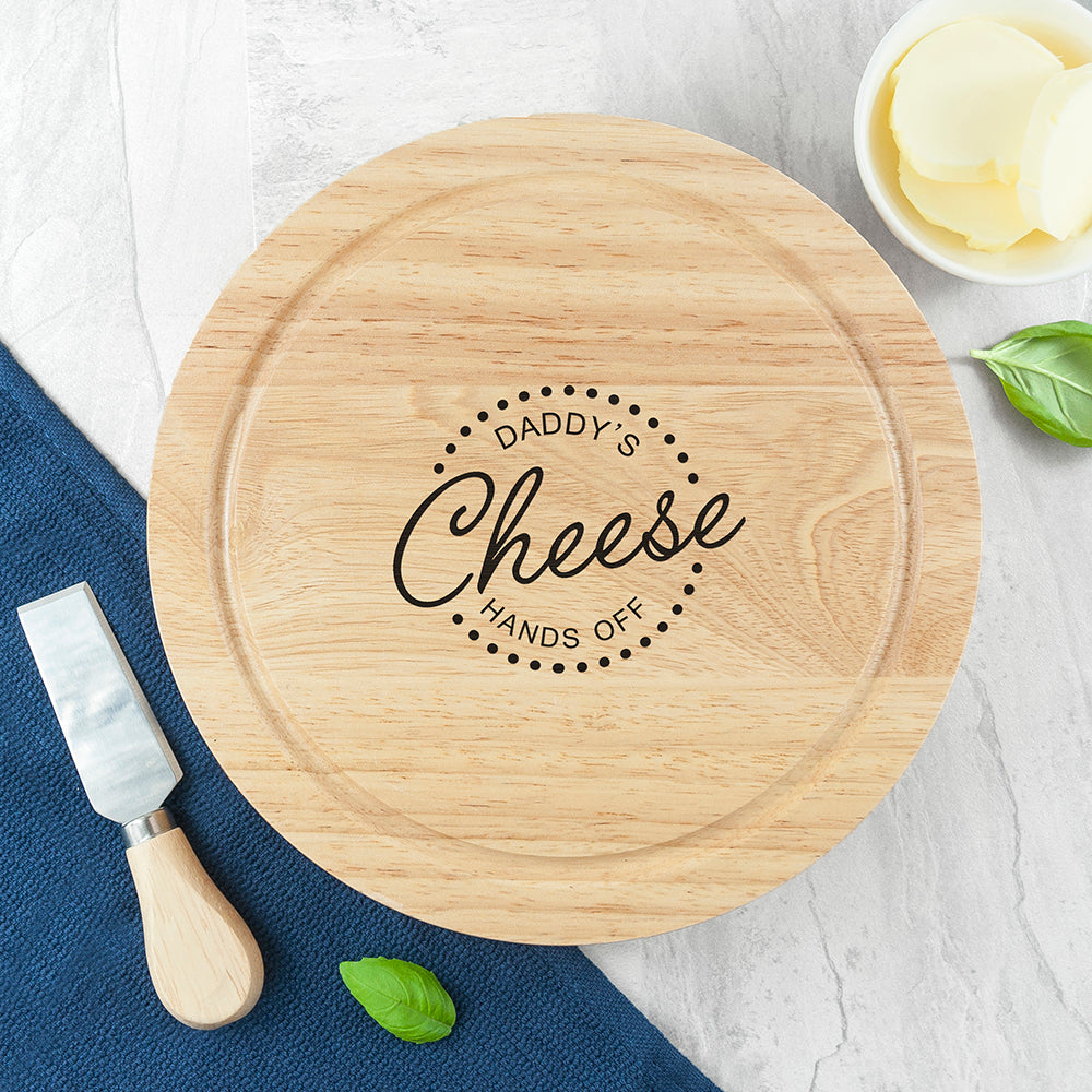 Personalised Hands Off Cheese Board Set with Knives