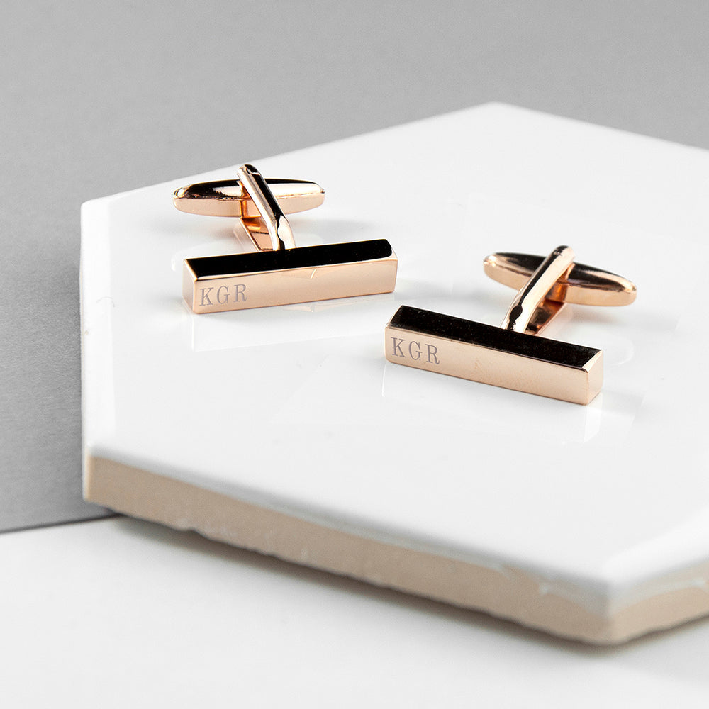 Personalised Bar Cufflinks in Silver or Rose Gold