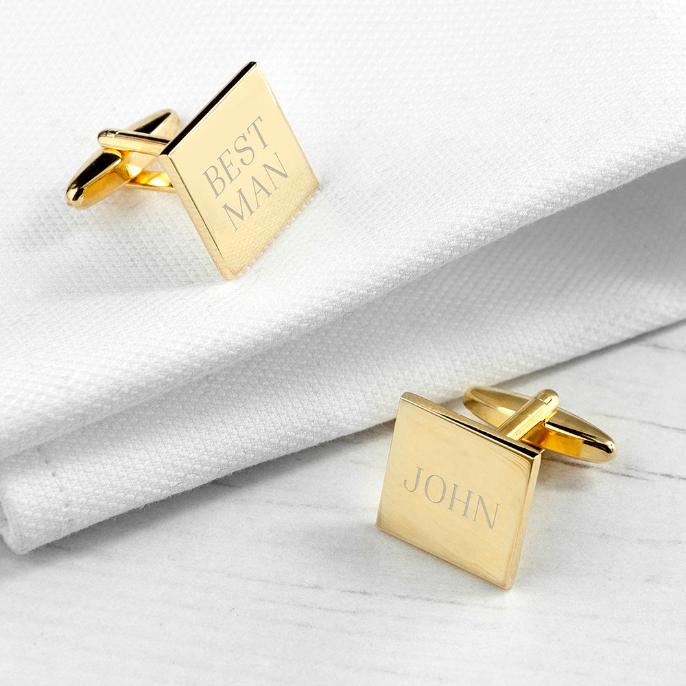 Personalised Gold Plated Square Cufflinks