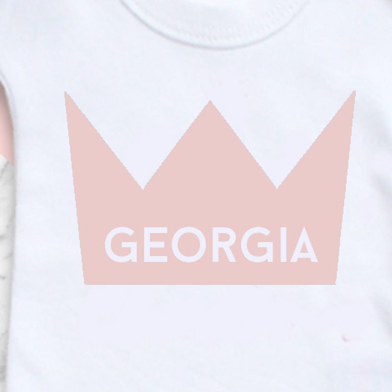 Pink Crown Personalised Baby Bodysuit