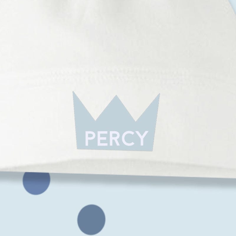 Blue Crown Baby Knotted Hat with Personalisation