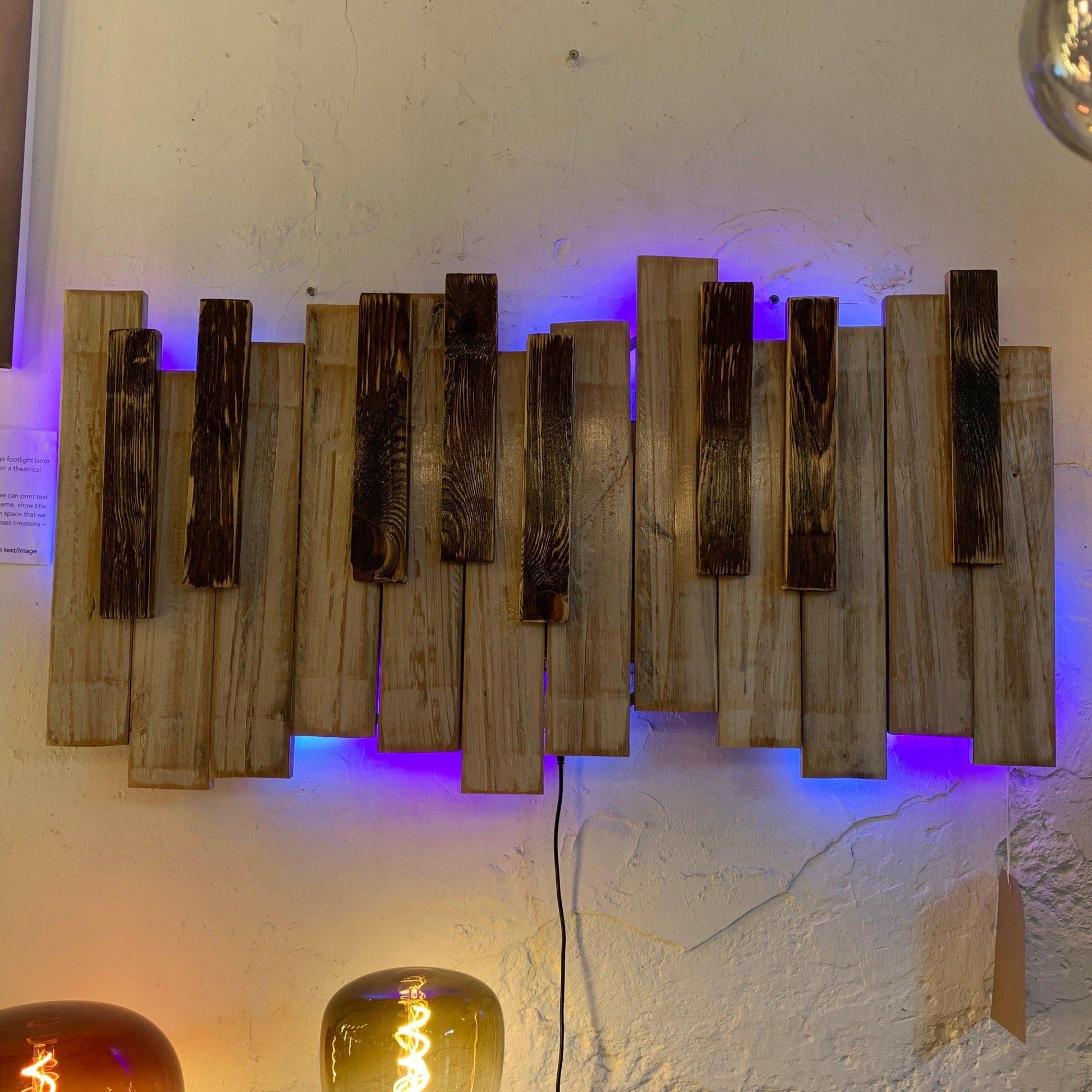 Handmade Piano Keyboard LED Wall Art with Music Responsive Lighting