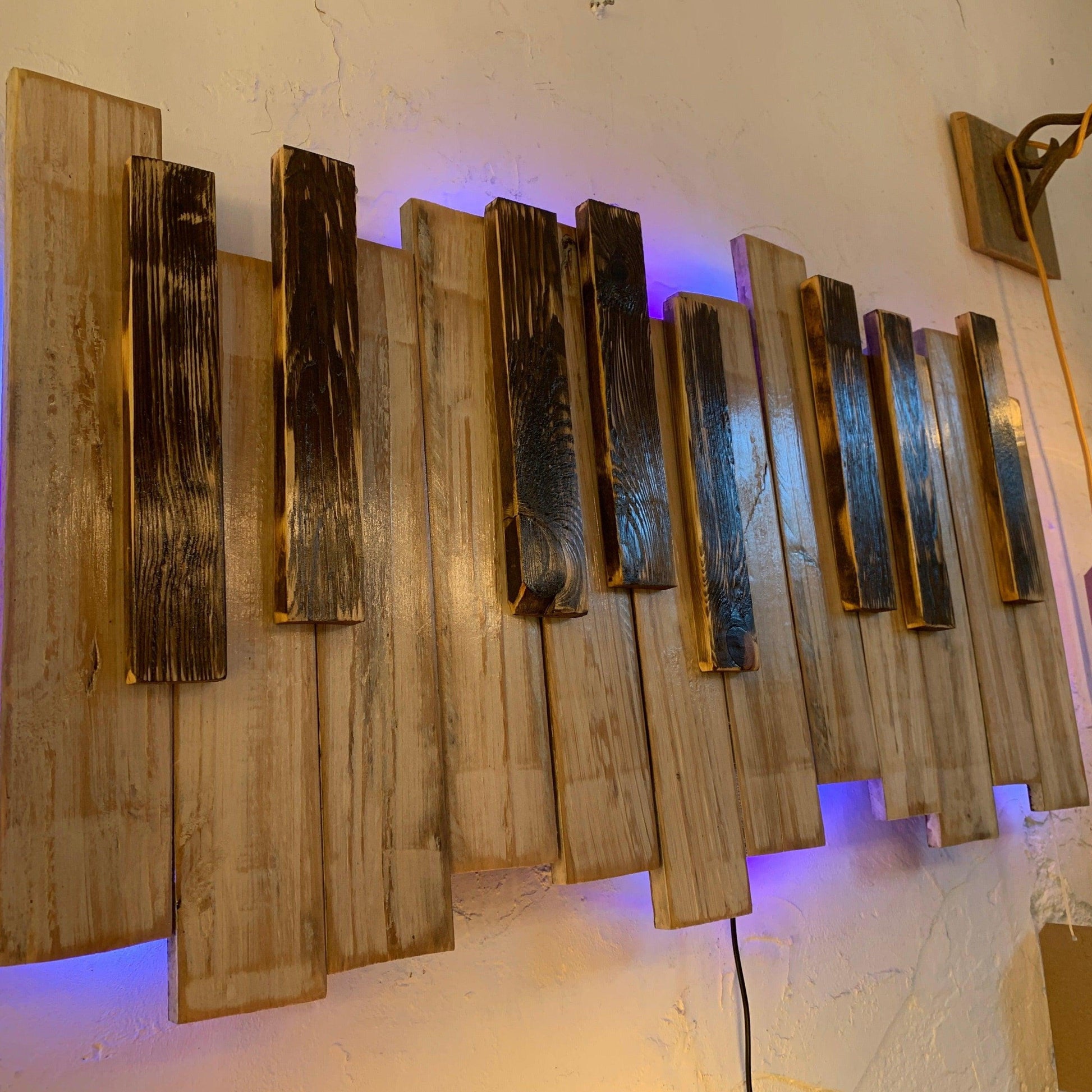 Handmade Piano Keyboard LED Wall Art with Music Responsive Lighting