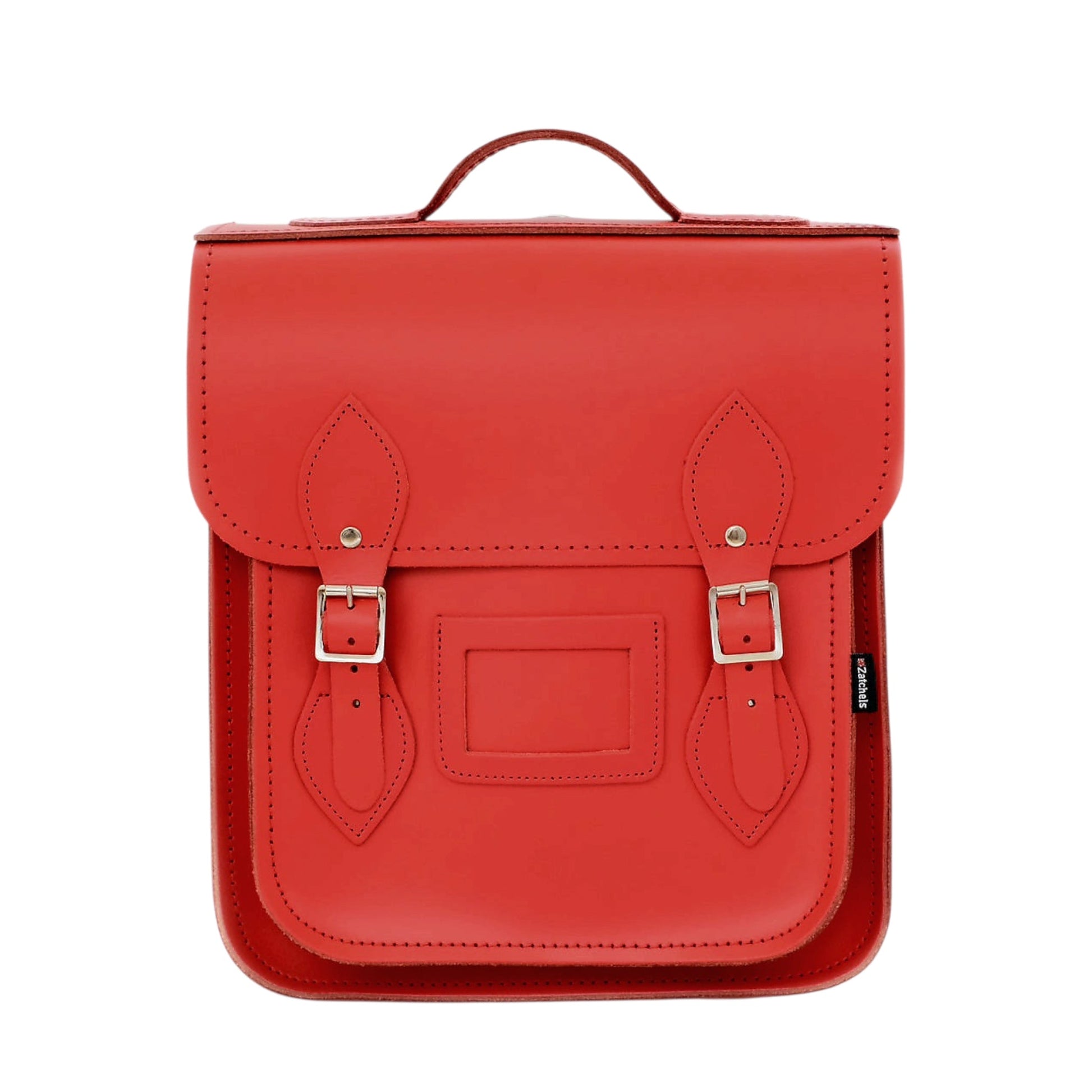 Handmade Leather City Backpack in Pillar Box Red