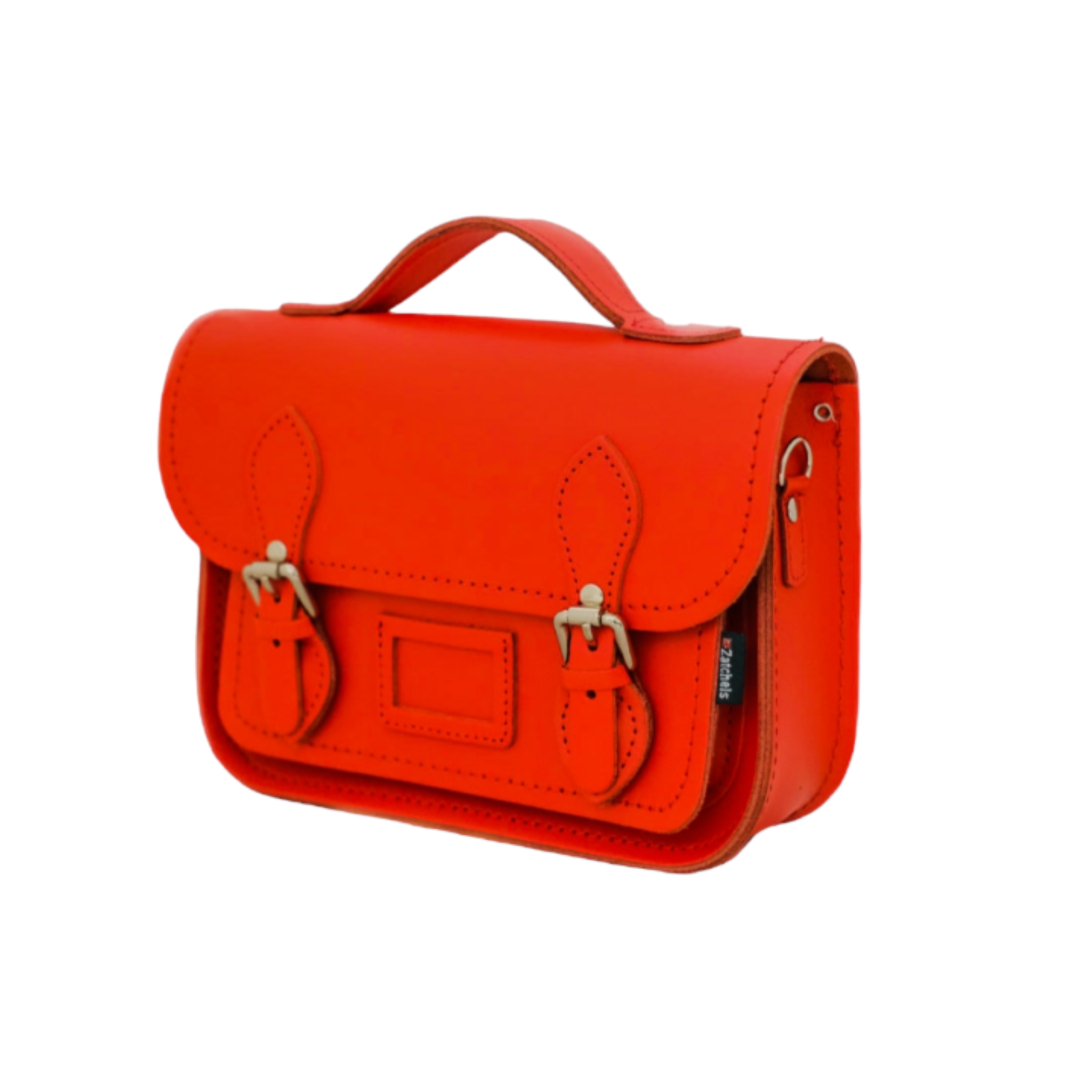 Leather Midi Satchel in Pillar Box Red