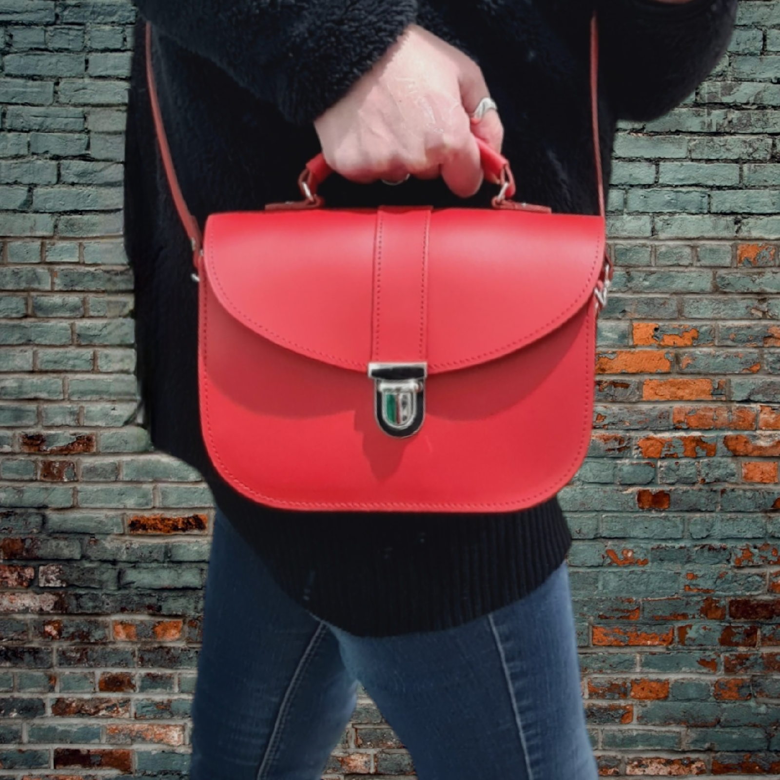 Olympia Handmade Leather Bag in Pillar Box Red