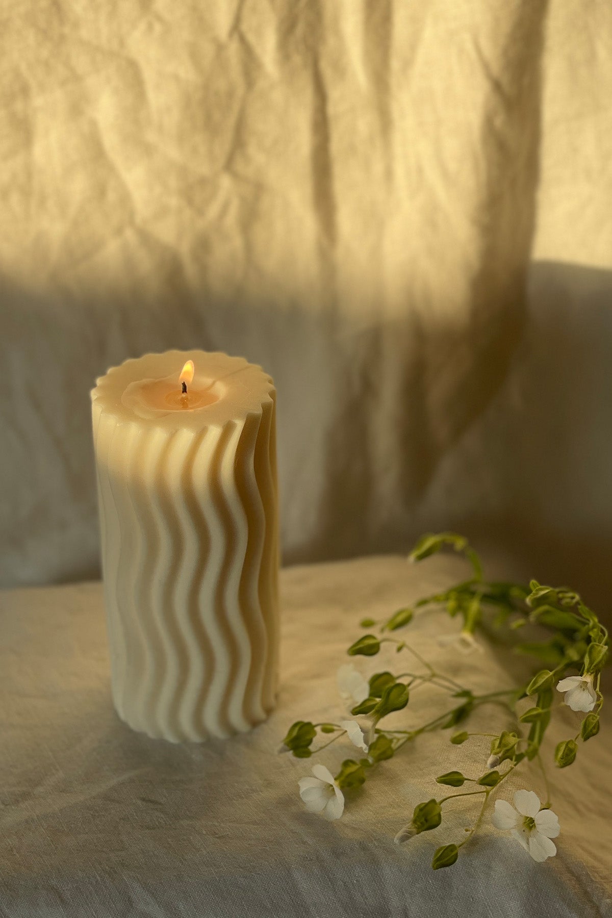 Sculpted Pillar Candles in Pastel Colours