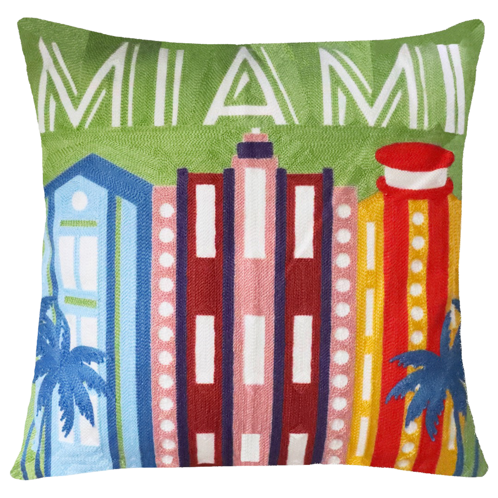 Miami Needlepoint Cushion in Emerald Green
