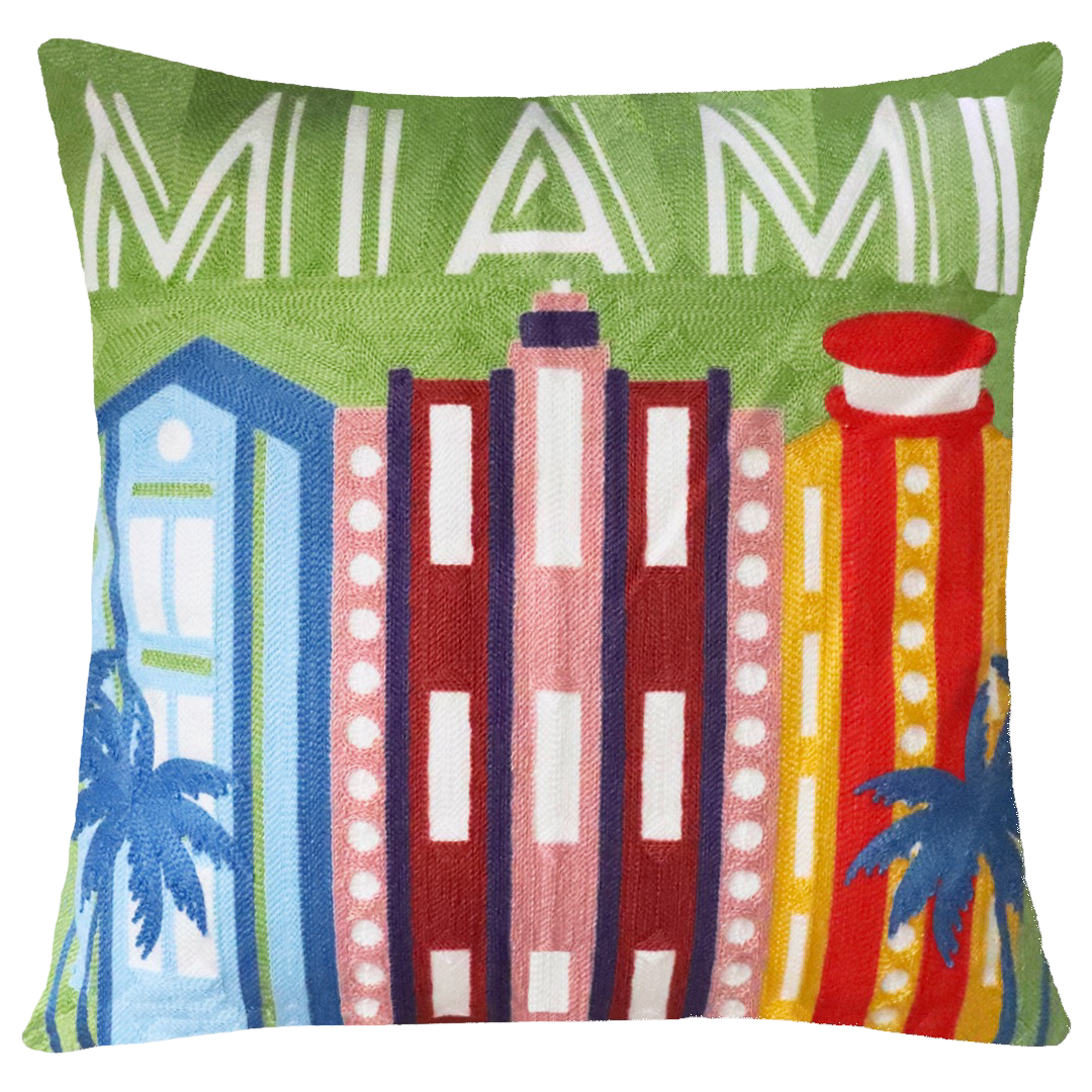 Miami Needlepoint Cushion in Emerald Green