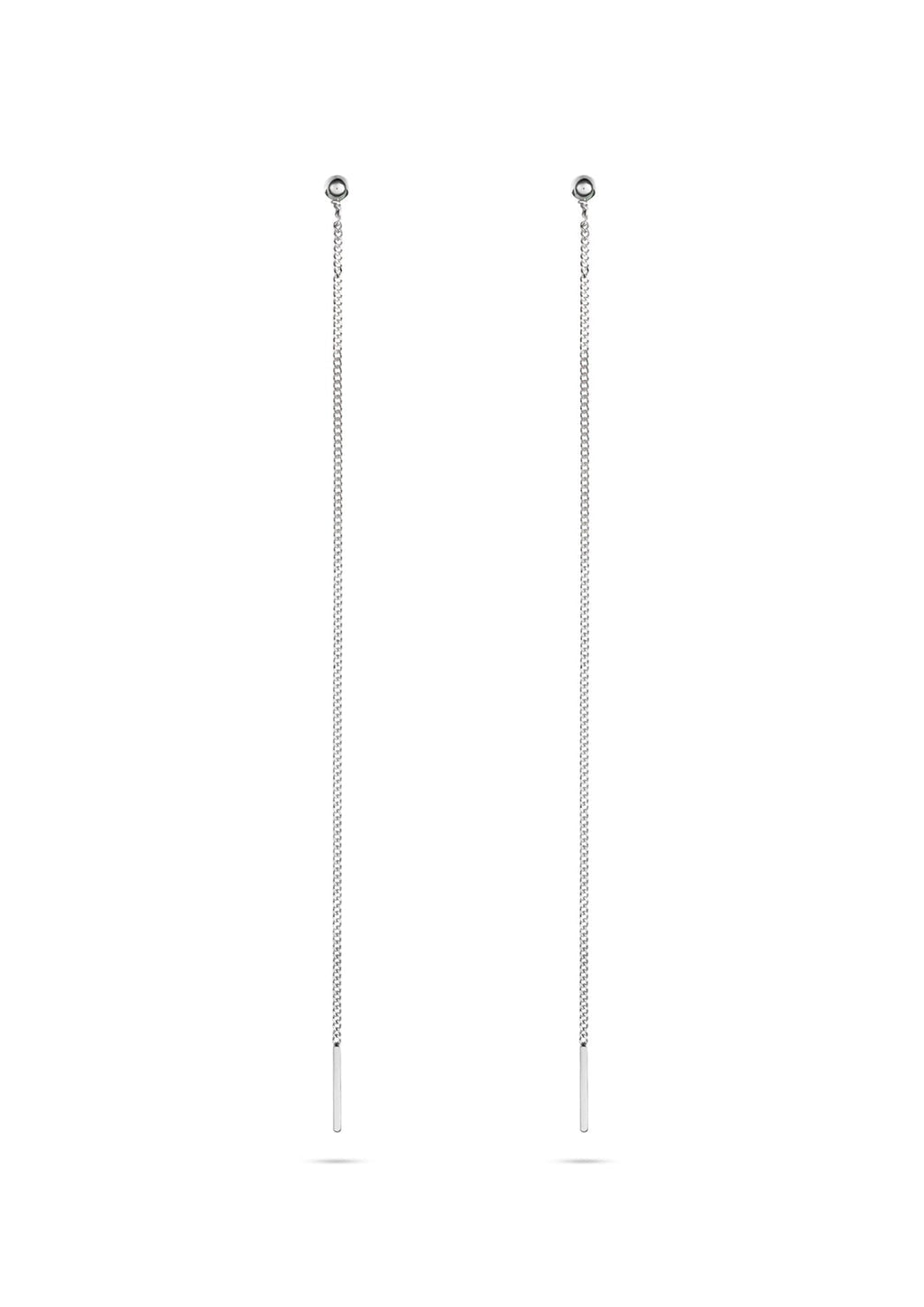 Pin Up Threader Chain Earrings Silver – Elegant & Versatile by NO MORE at www.brixbailey.com