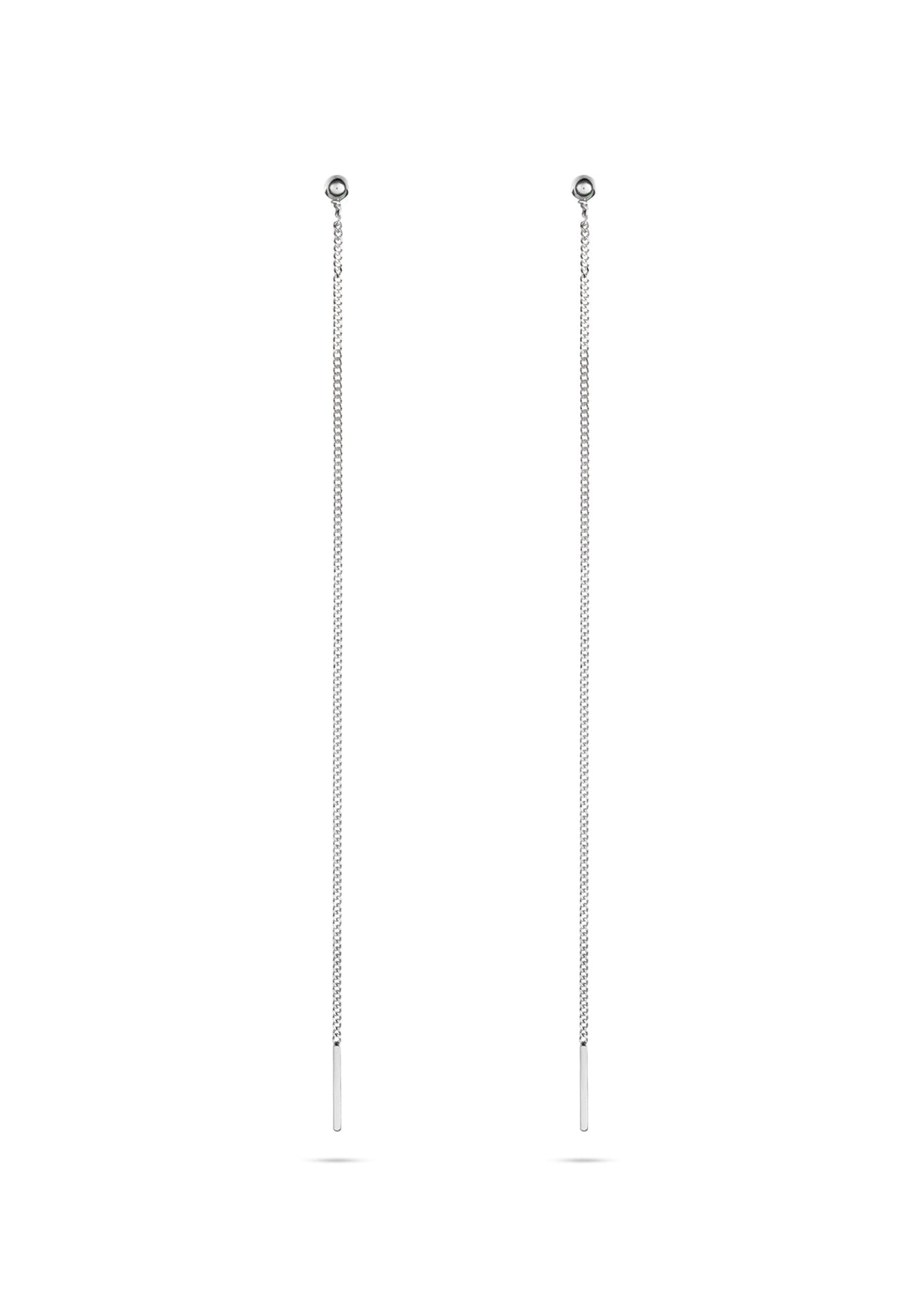Pin Up Threader Chain Earrings Silver – Elegant & Versatile by NO MORE at www.brixbailey.com