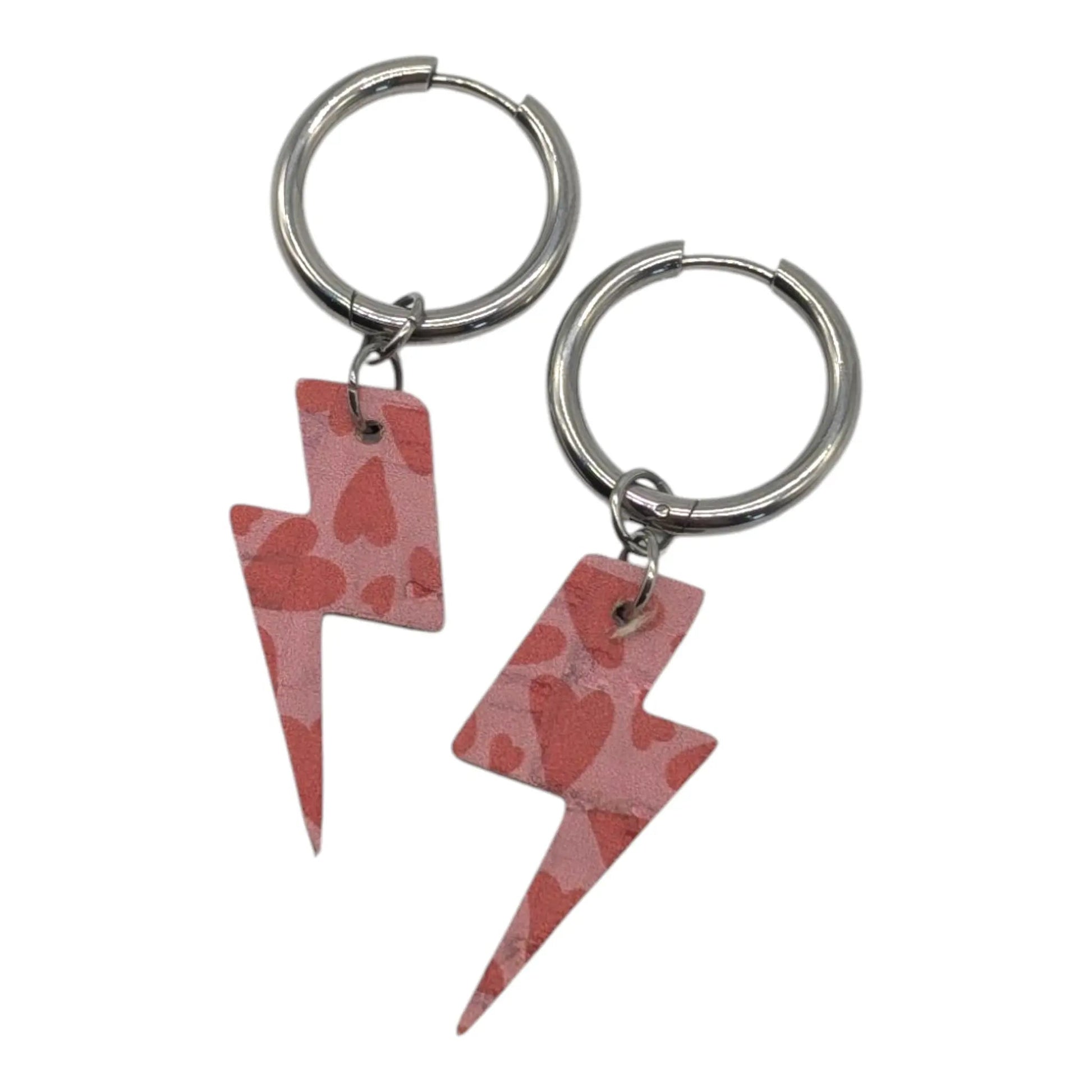 Pink Hearts and Lightning Bolt Mini Cork Charms