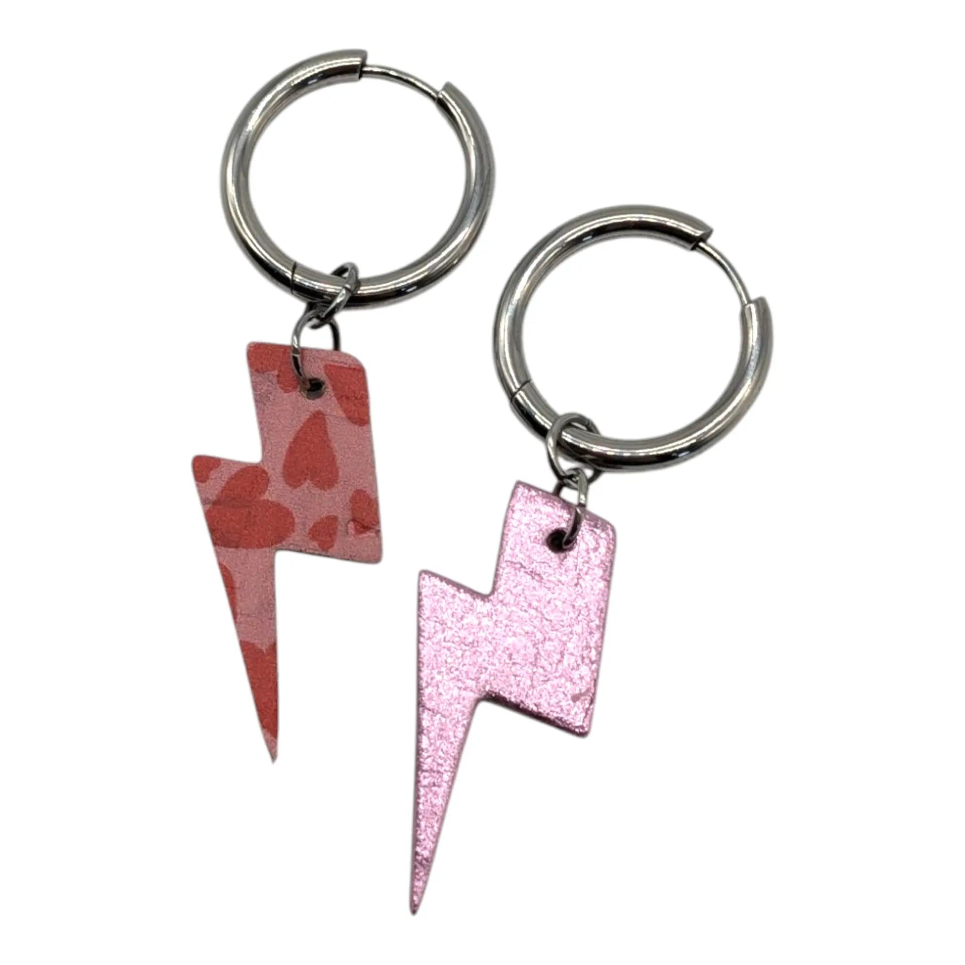 Pink Hearts and Lightning Bolt Mini Cork Charms