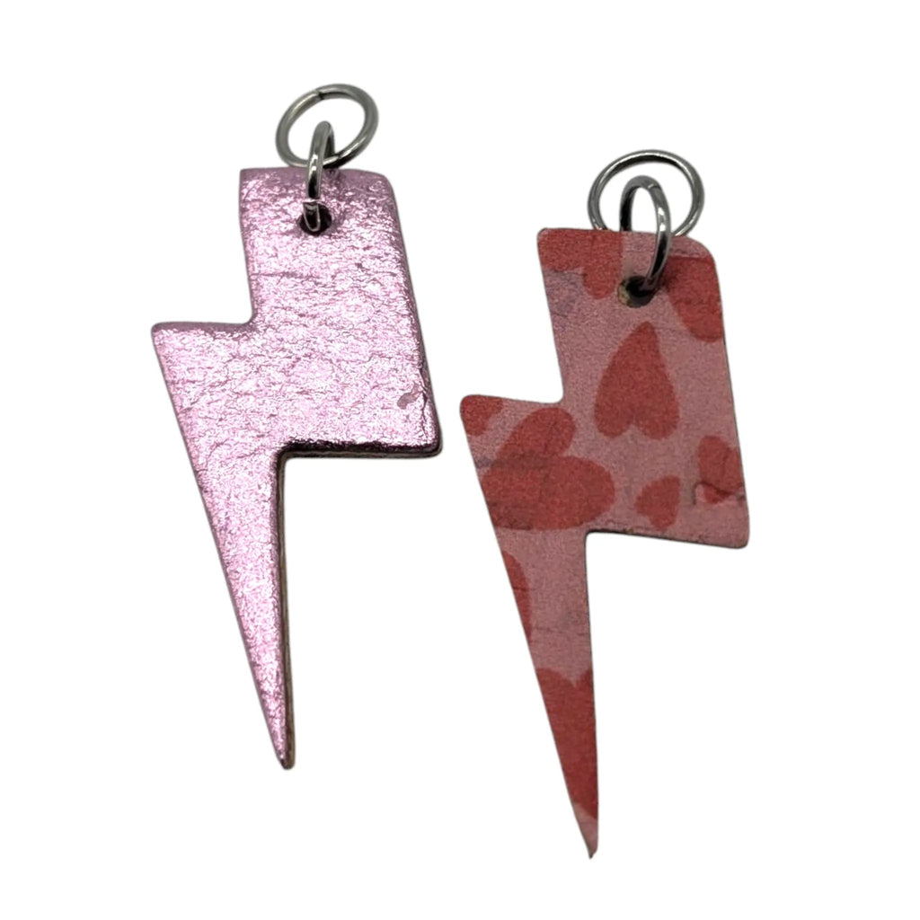 Pink Hearts and Lightning Bolt Mini Cork Charms