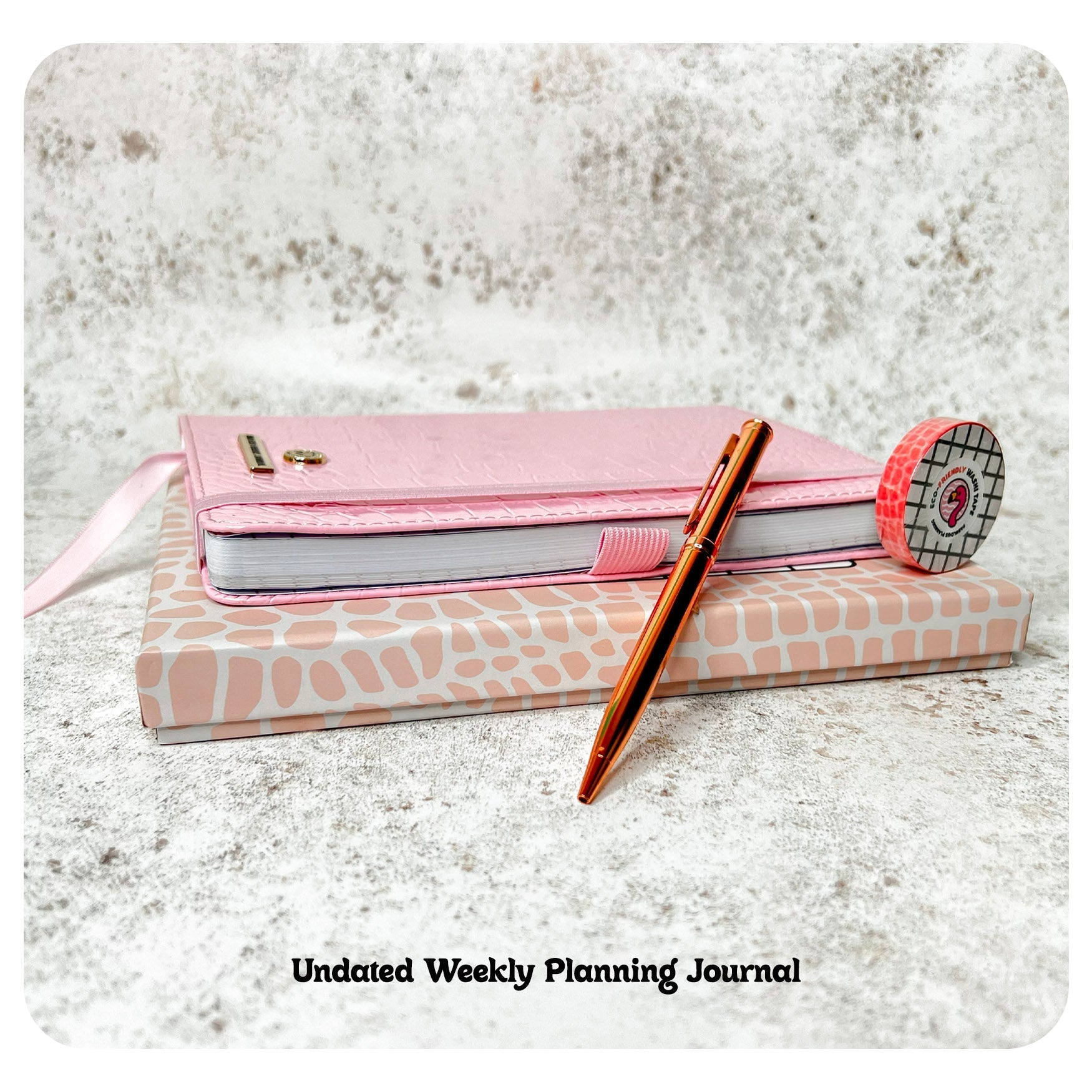Pink Croc Planning Journal with Pen Holder