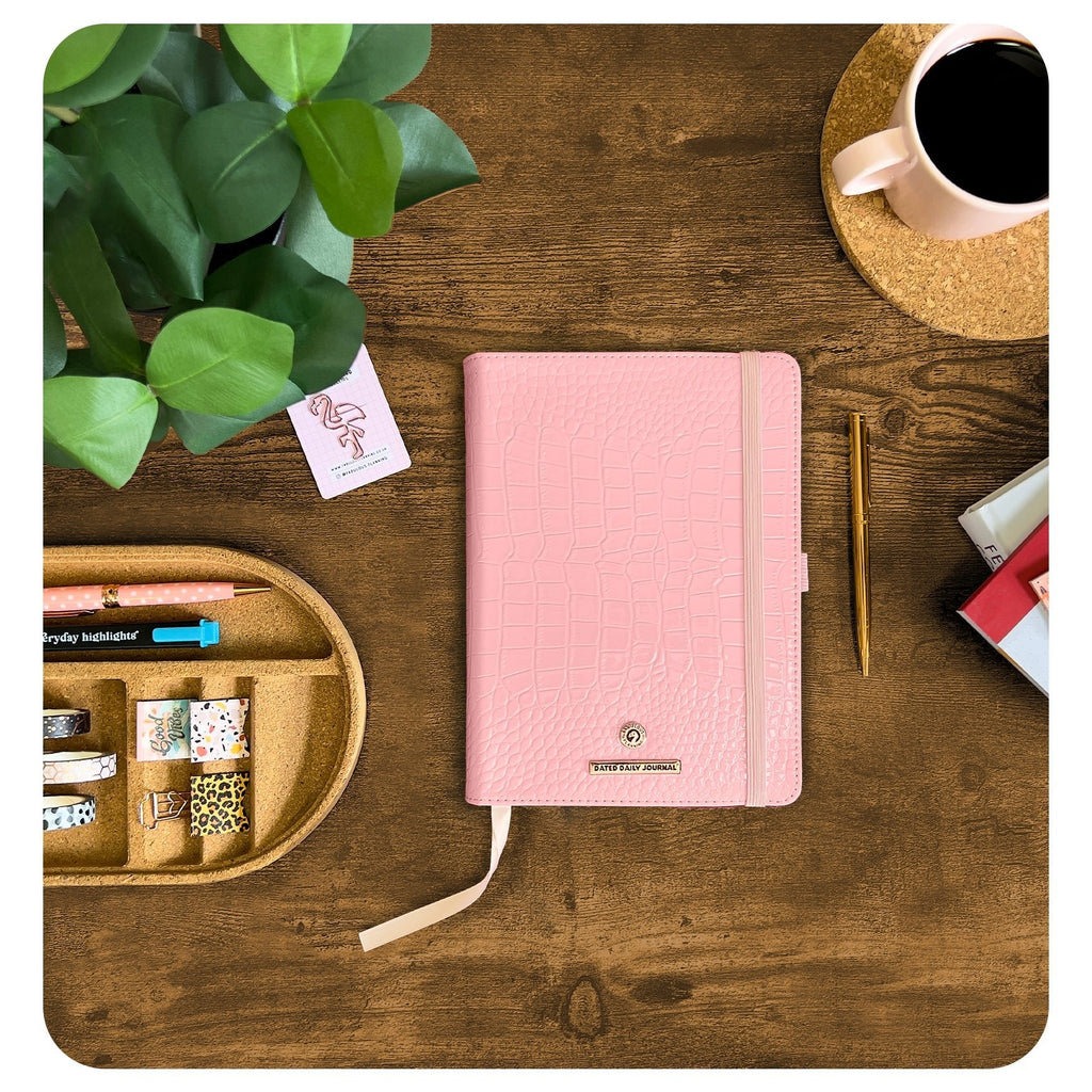 Pink Croc Planning Journal with Pen Holder