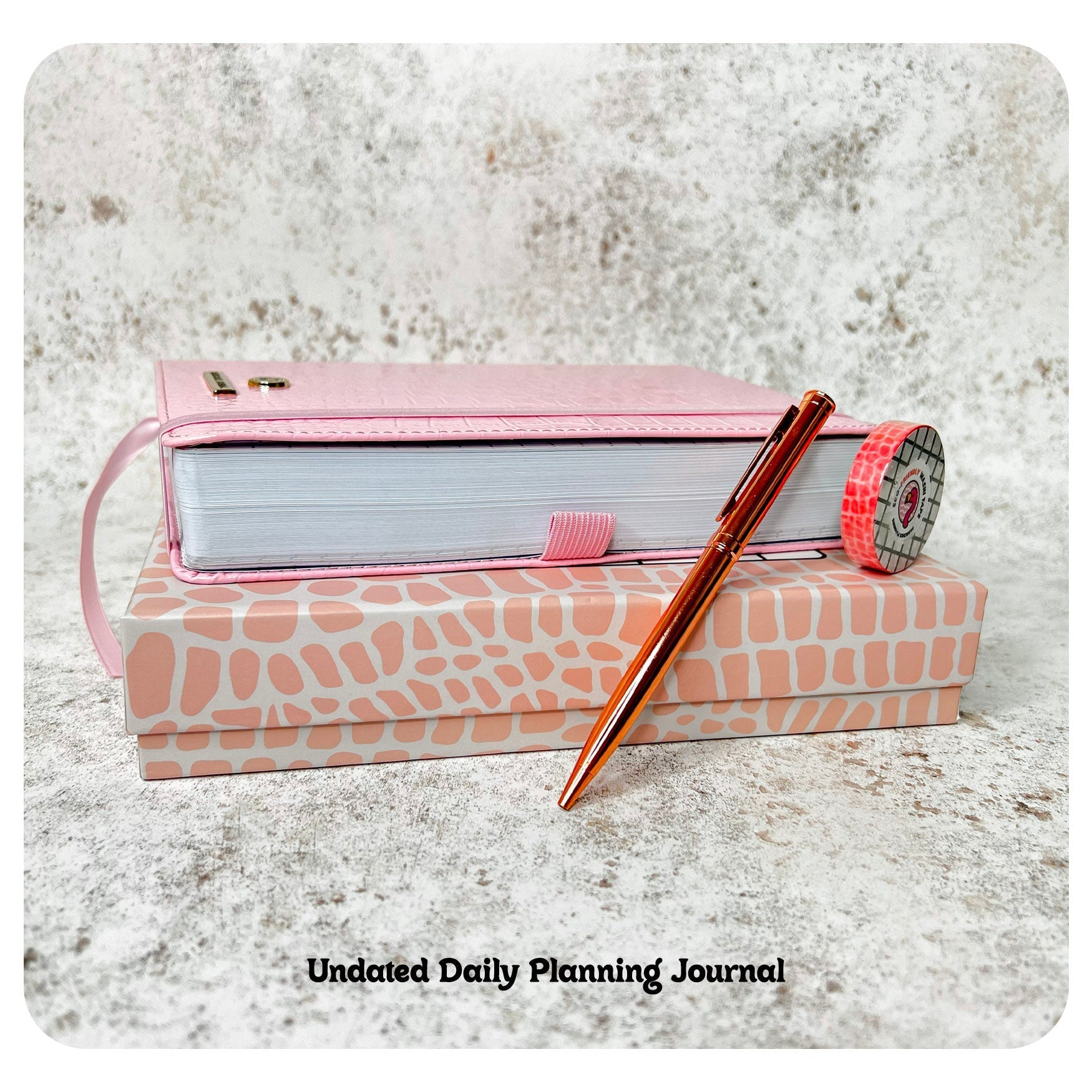 Pink Croc Planning Journal with Pen Holder