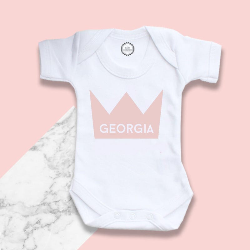 Pink Crown Personalised Baby Bodysuit