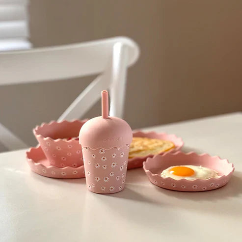 Pink Daisy Mini Toddler Smoothie Cup with Straw 200ml