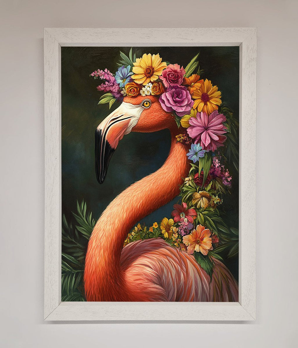 Pink Flamingo Floral Framed Poster