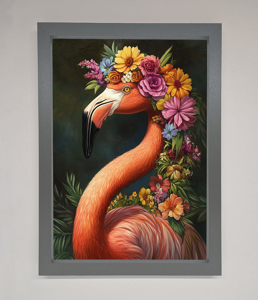 Pink Flamingo Floral Framed Poster