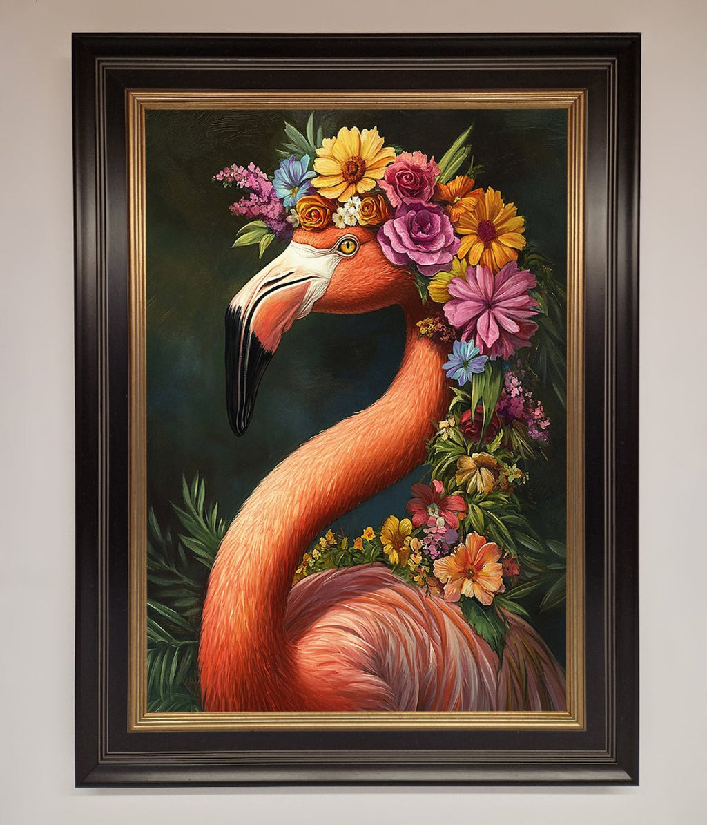 Pink Flamingo Floral Framed Poster