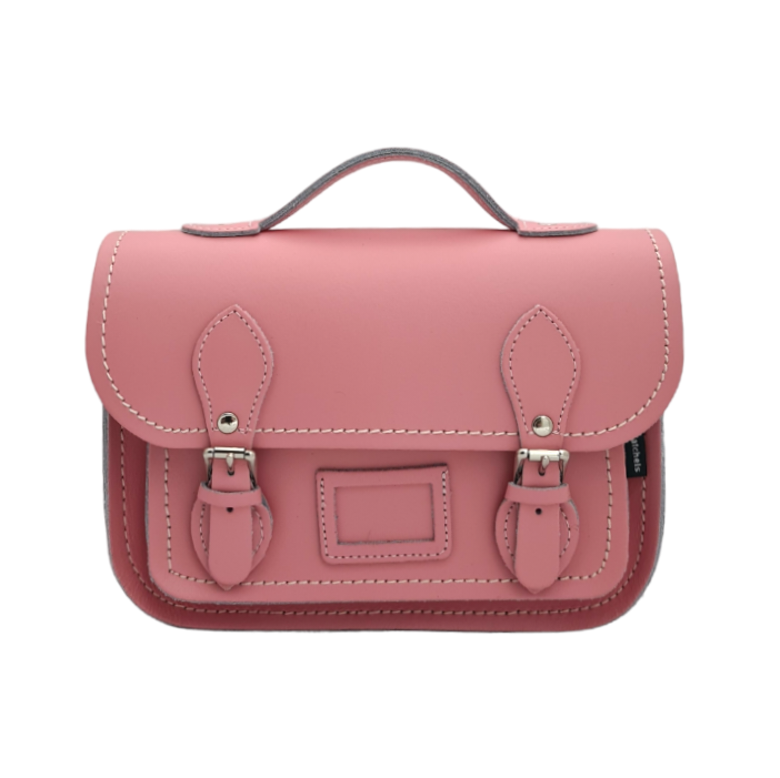 Pastel Pink Leather Midi Satchel