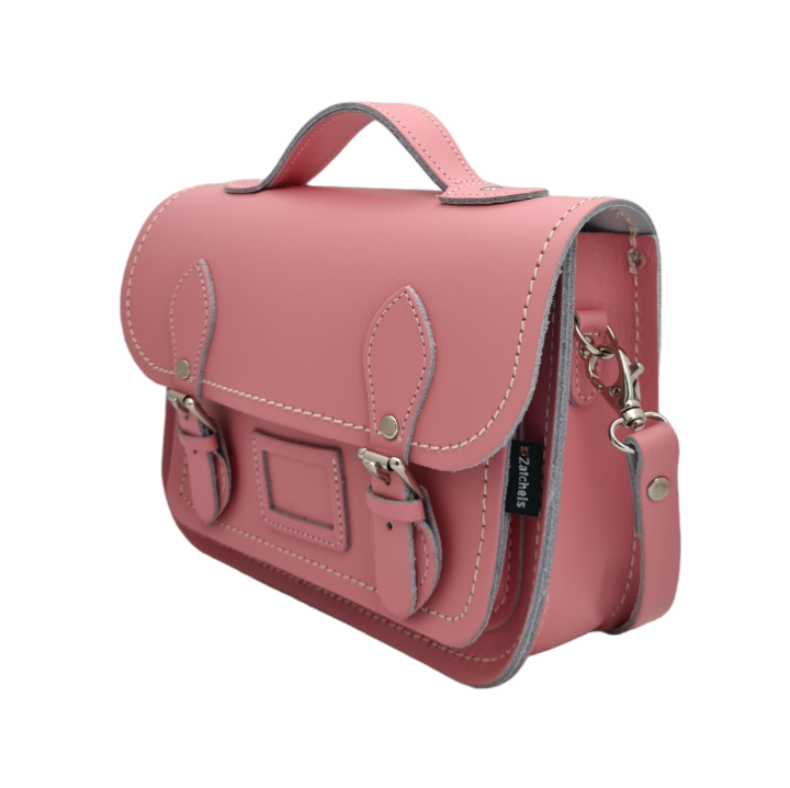 Pastel Pink Leather Midi Satchel