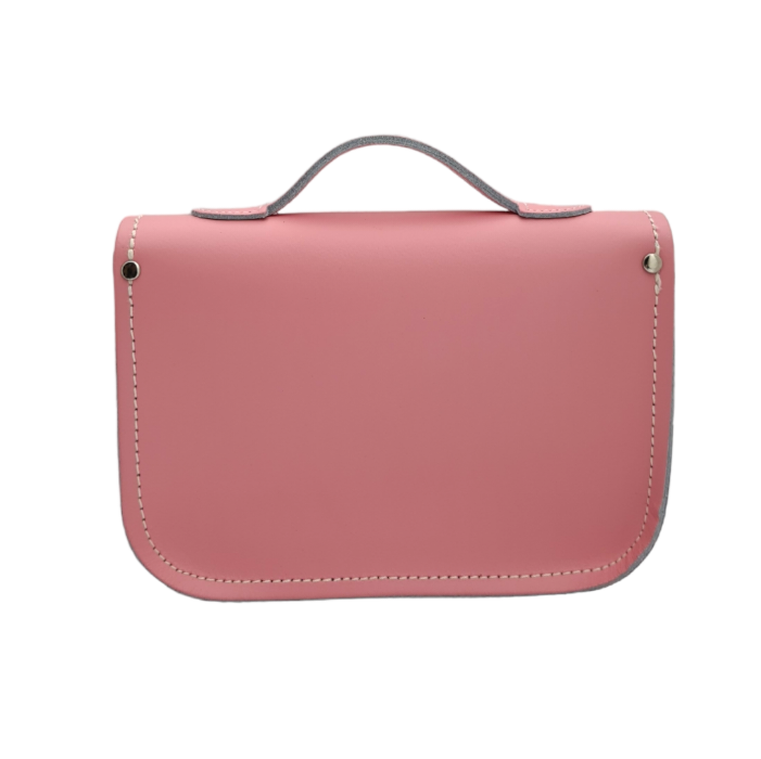 Pastel Pink Leather Midi Satchel