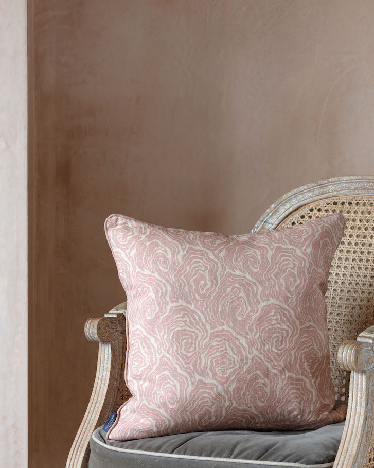 Venus Pink Cushion Cream Linen 50x50cm