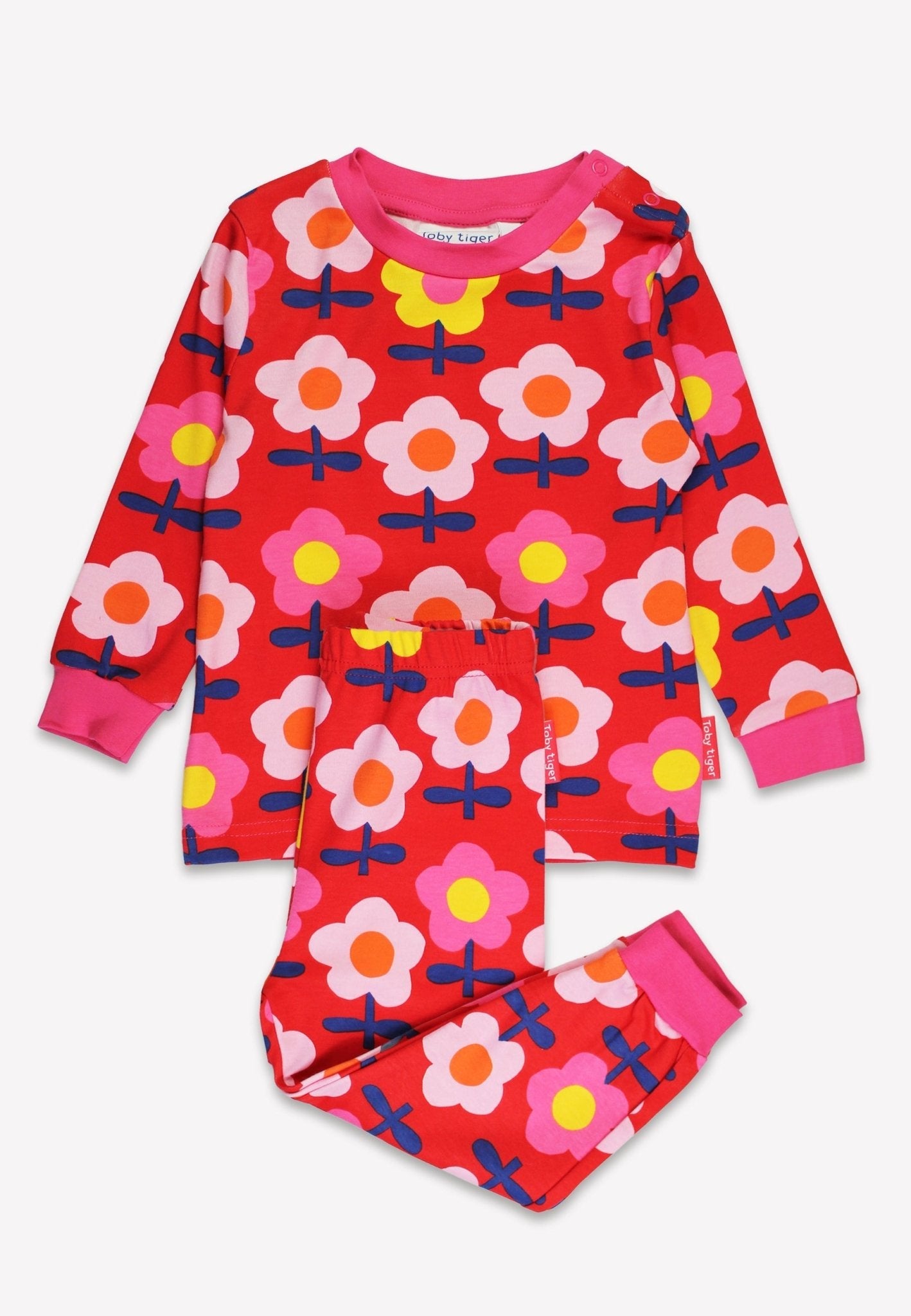 Organic Pink Flower Print Pyjamas for Kids
