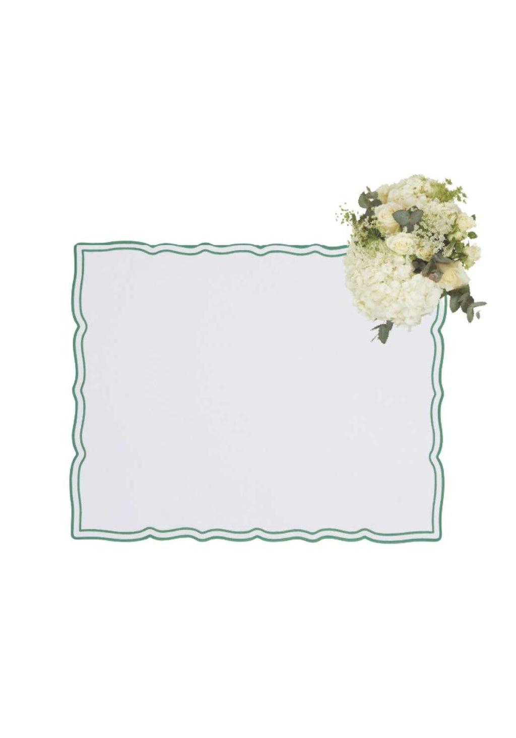 Green Wavy Trim Rectangular Placemats - Set of 4