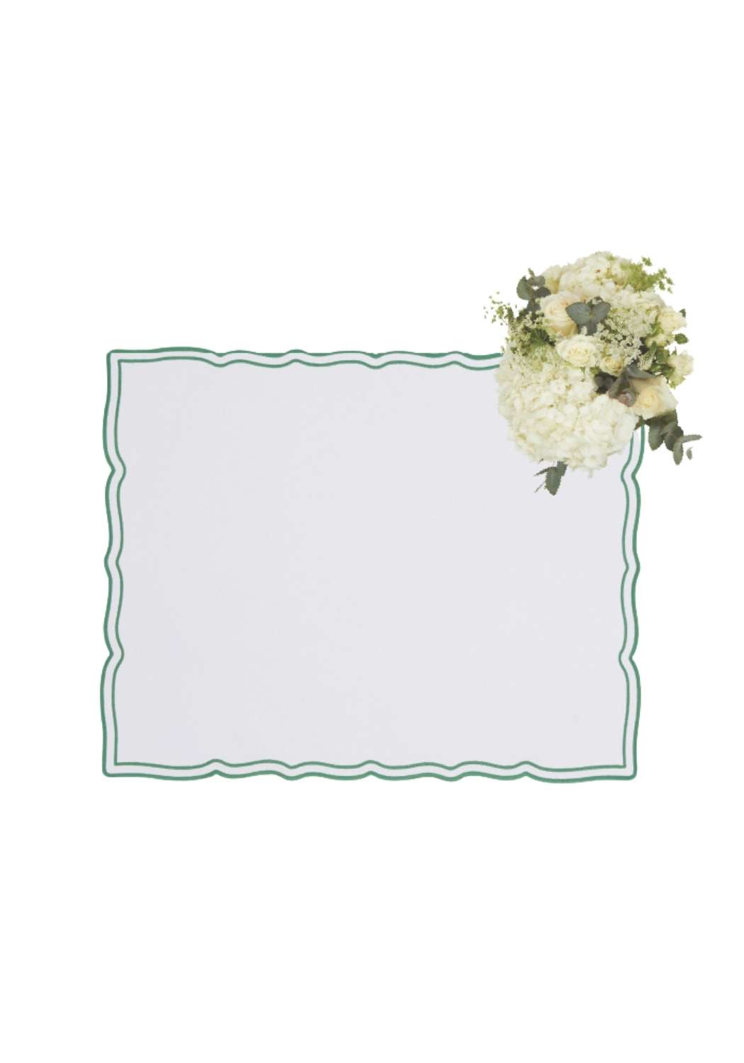 Green Wavy Trim Rectangular Placemats - Set of 4
