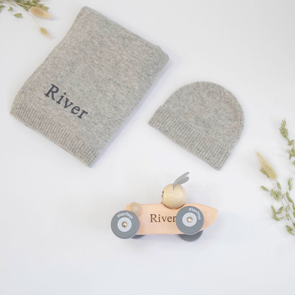 Classic Cashmere Racing Car Gift Set with Bunny Toy