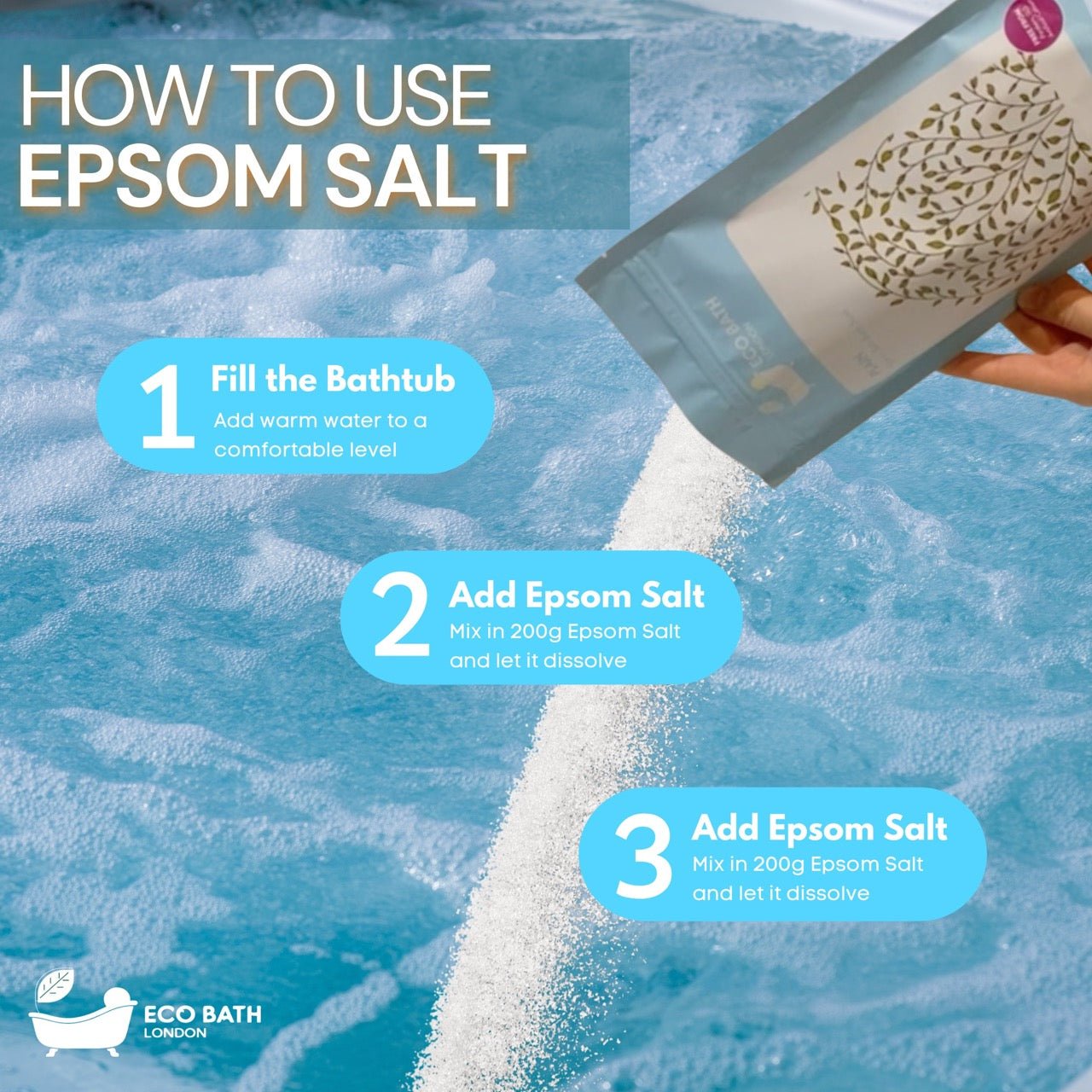 Plain Epsom Salt Bath Soak Pouch 500g and 1000g