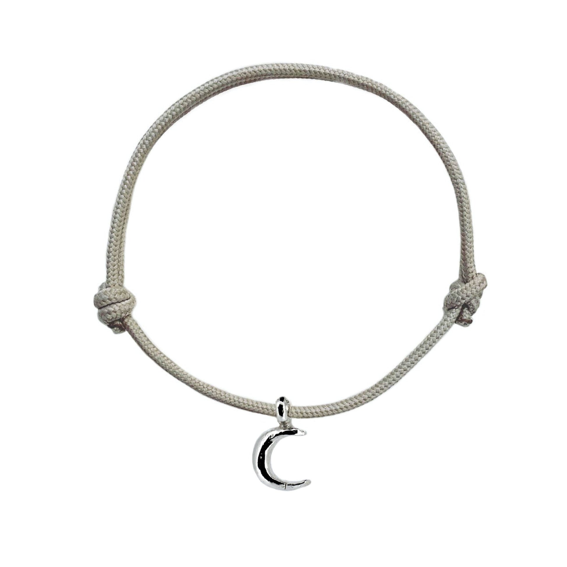 Crescent Moon Rope Bracelet in Recycled Sterling Silver