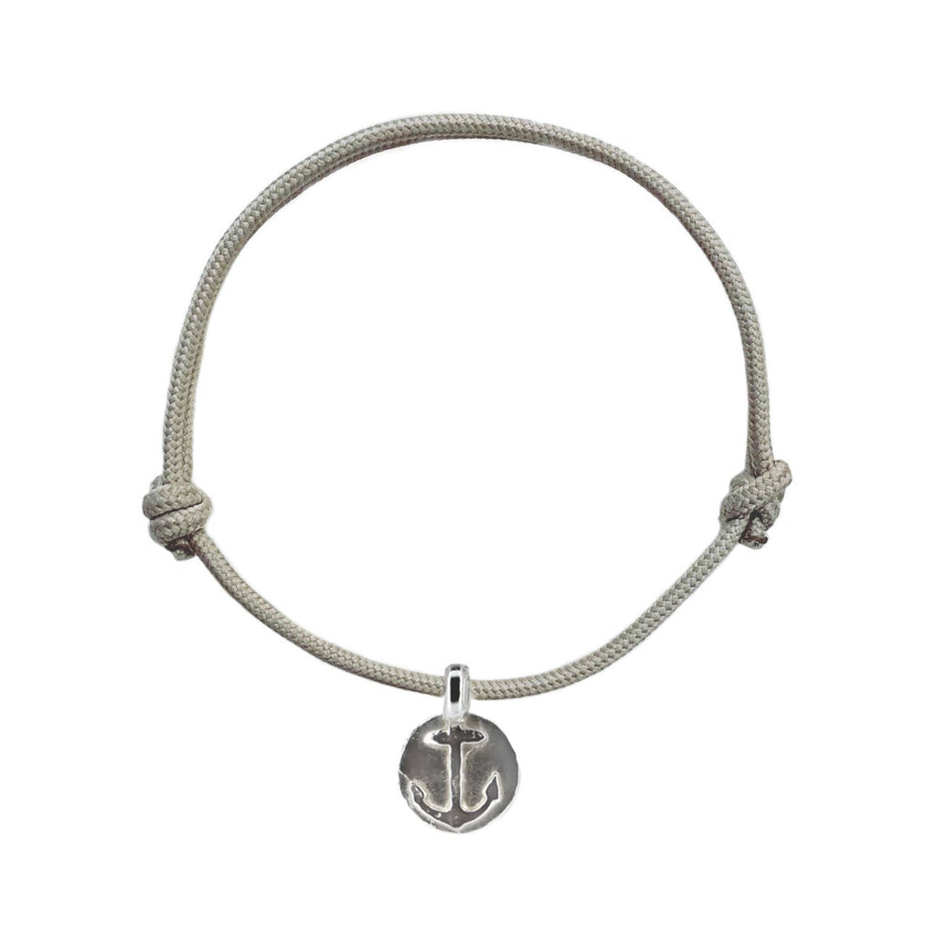 Anchor Disc Rope Bracelet in Recycled Sterling Silver
