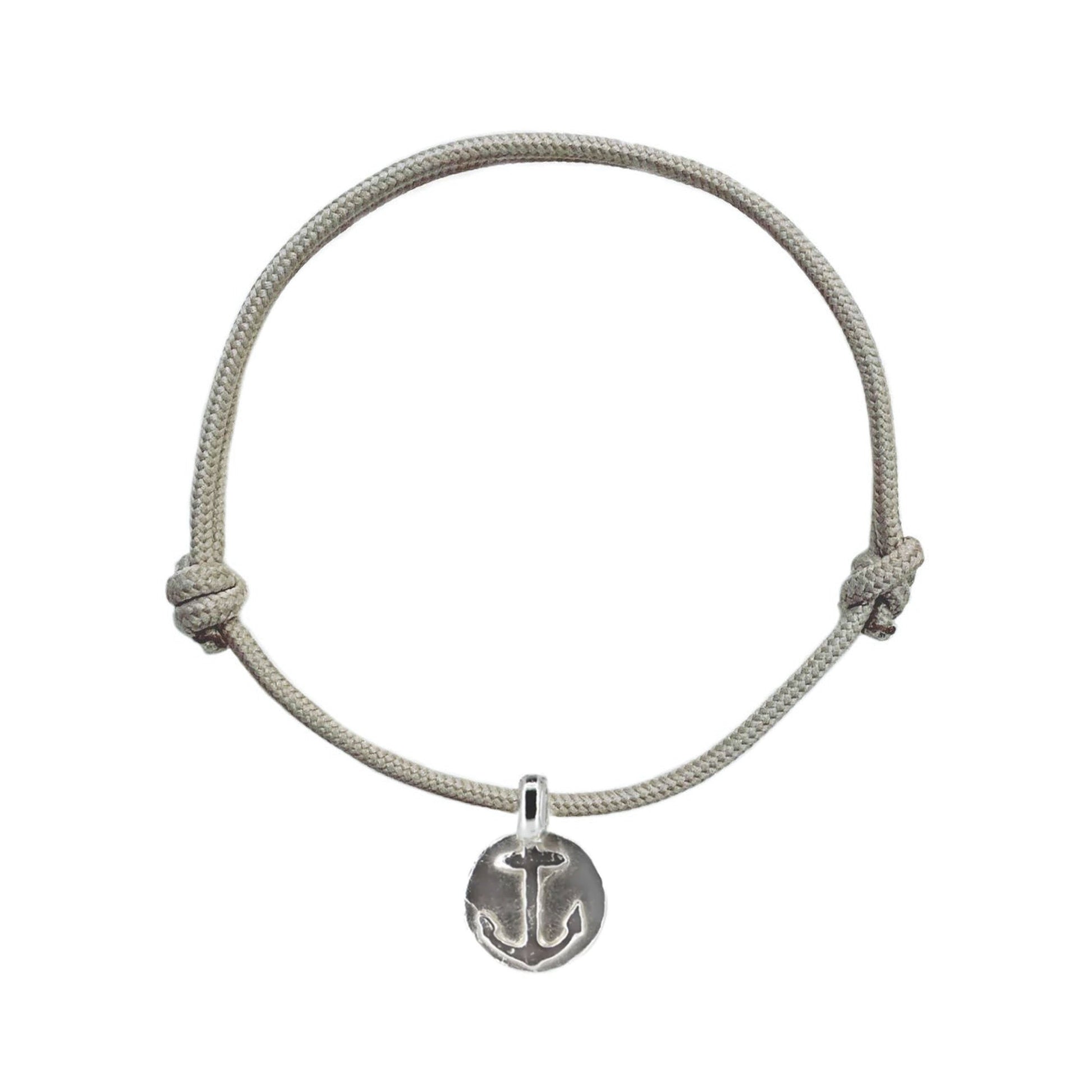 Anchor Disc Rope Bracelet in Recycled Sterling Silver