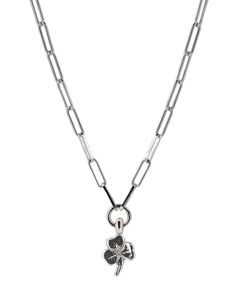 Lucky Clover Sterling Silver Trace Chain Necklace