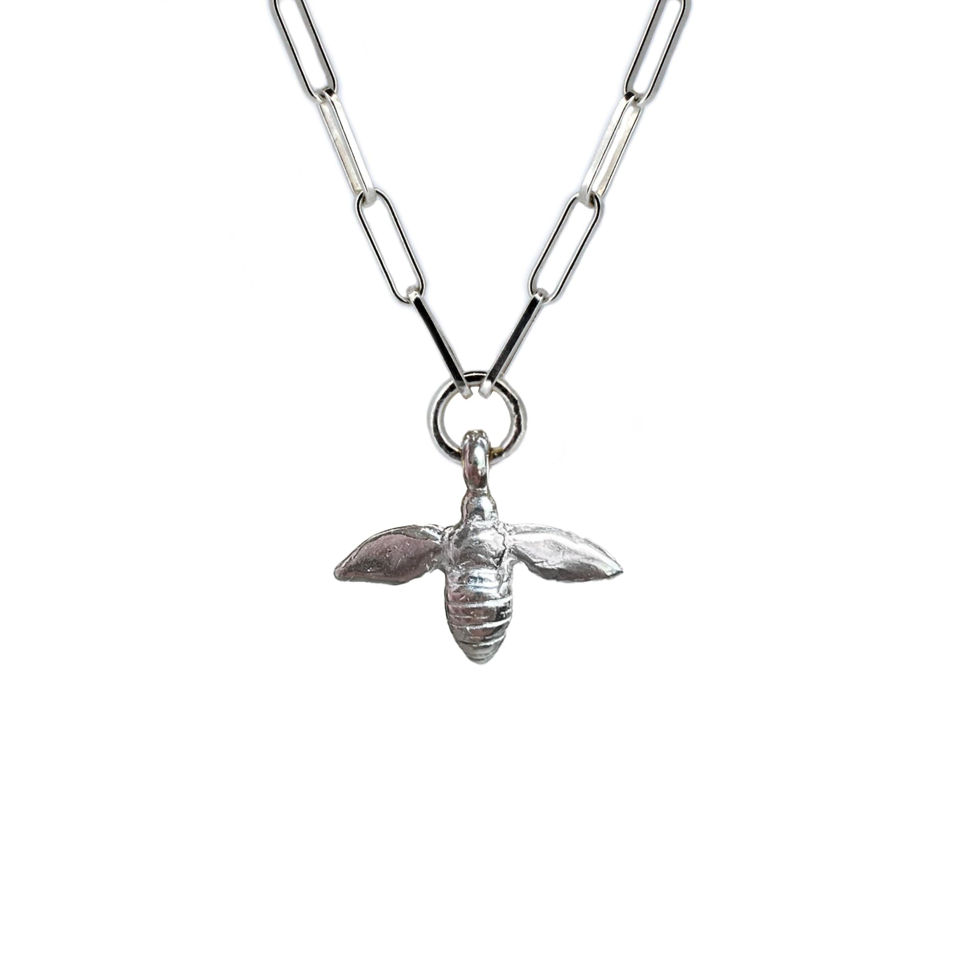Honey Bee Trace Chain Necklace in Sterling Silver