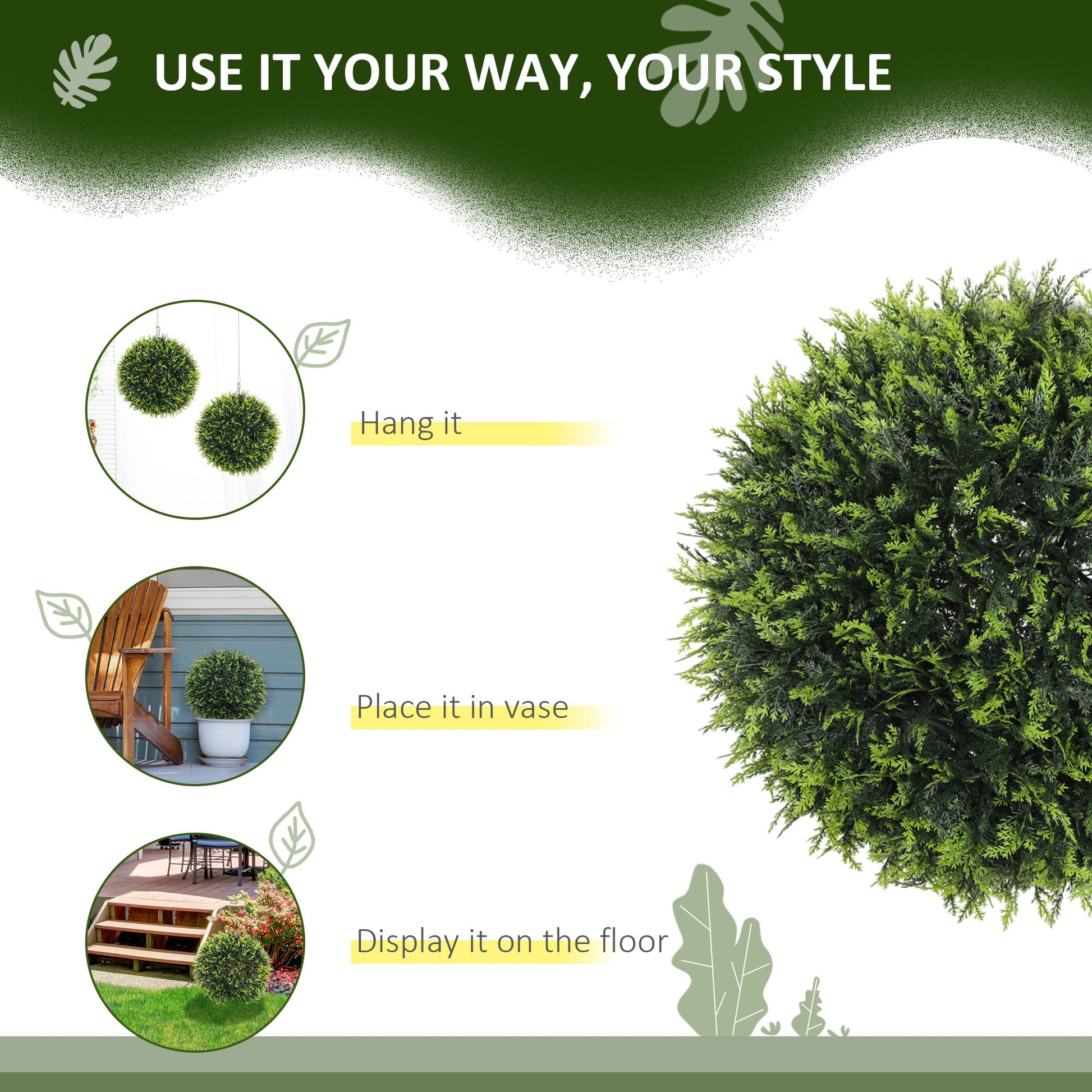 Set of 2 Artificial Topiary Balls in Green