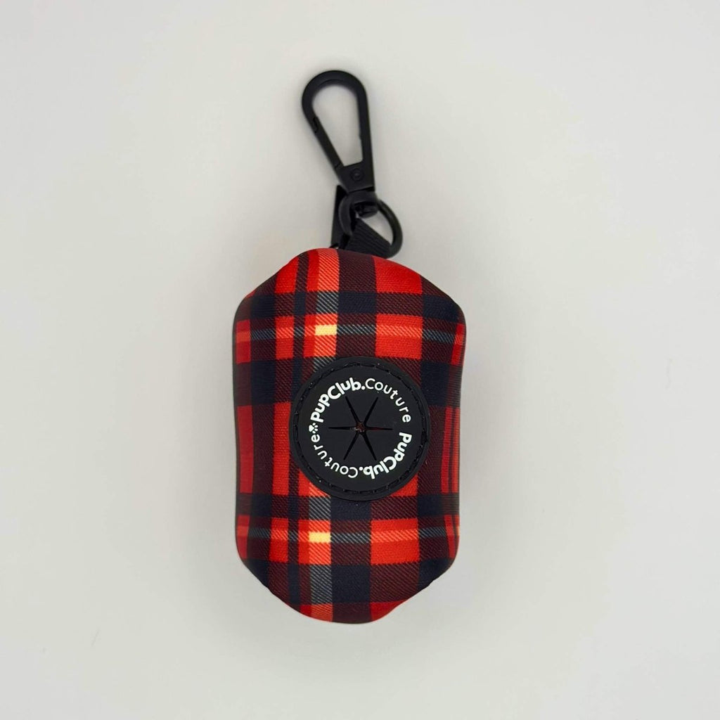 Red Tartan Poo Bag Holder