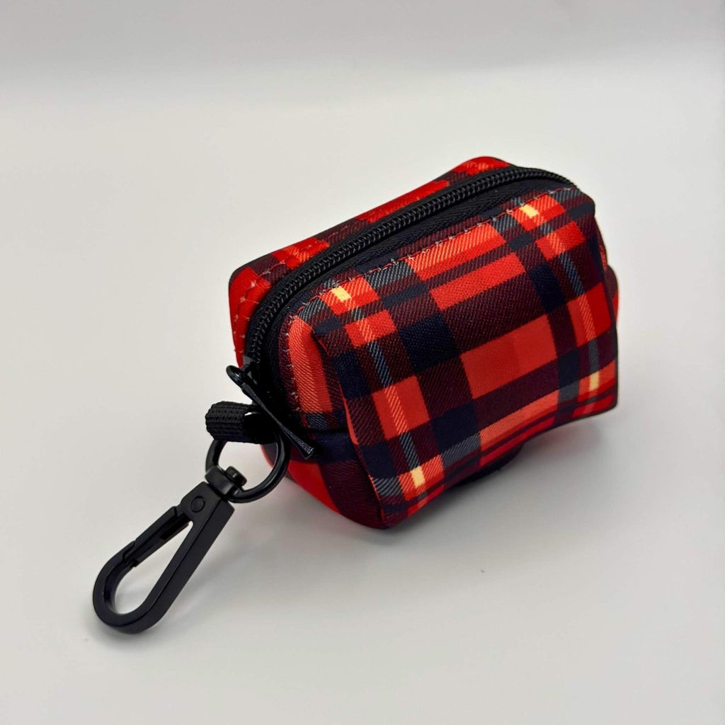 Red Tartan Poo Bag Holder